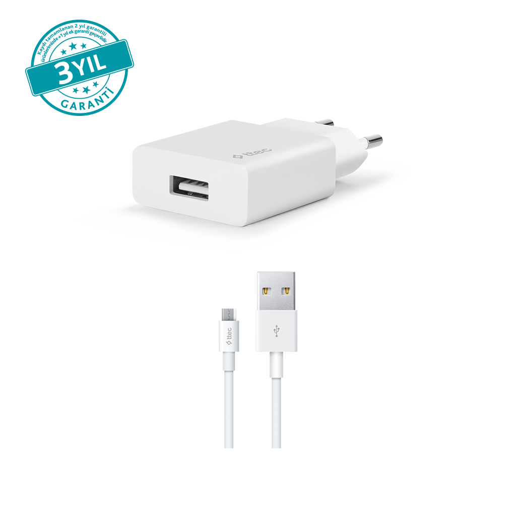 TTEC SmartCharger 2.1A Seyahat Şarj Aleti + Micro USB Kablo
