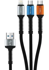 MF MFB406 Lightning Micro USB Type-C Cihazlar 3 in 1 Şarj Kablosu 1.2 M